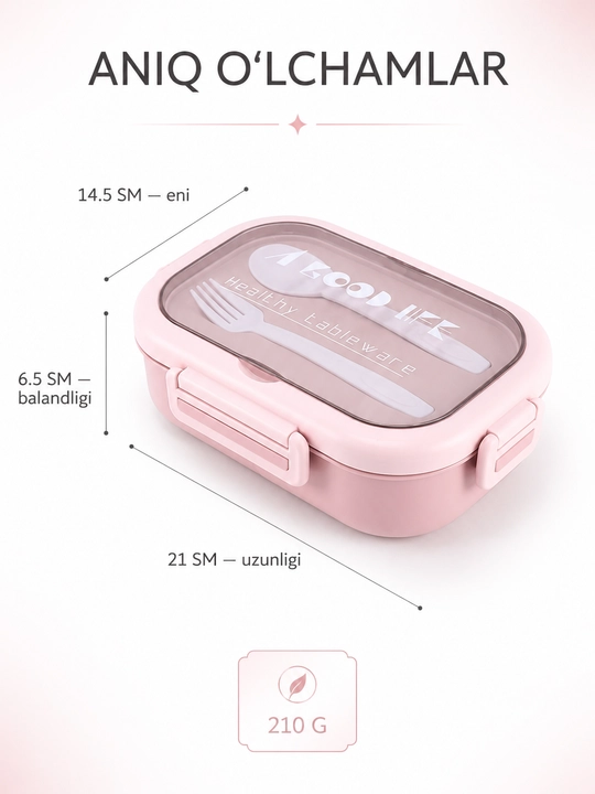700 ml hajmli герметик lunchbox — ish, maktab va safar uchun