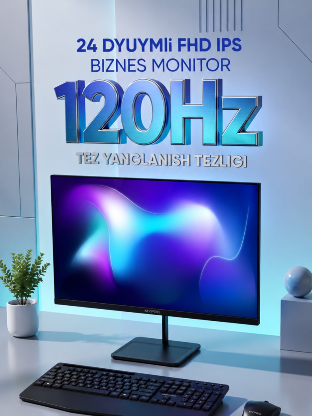 MYPRO ofis uchun biznes monitor 27 dyuymli 120 Gts, IPS FullHD, ofis uchun