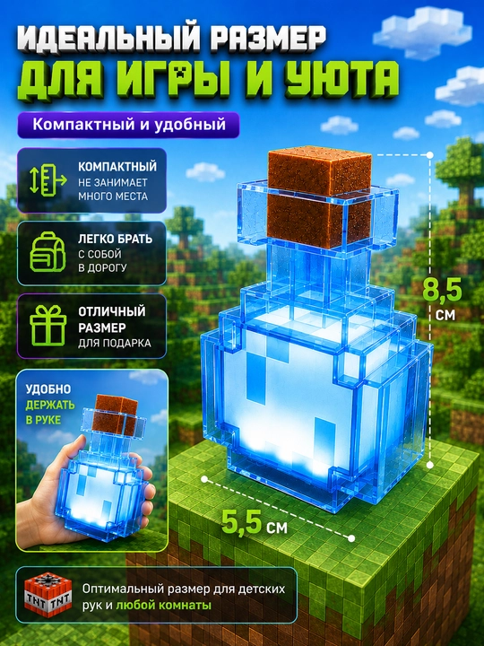 Minecraft LED tungi chiroq-fakel, dekorativ yoritgich maynkraft mario