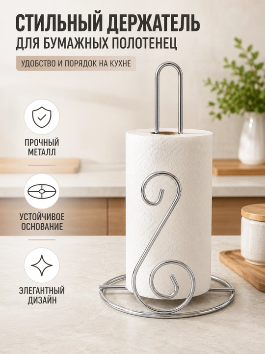 Настольный металлический держатель для бумажных полотенец — стильная подставка для кухни - 