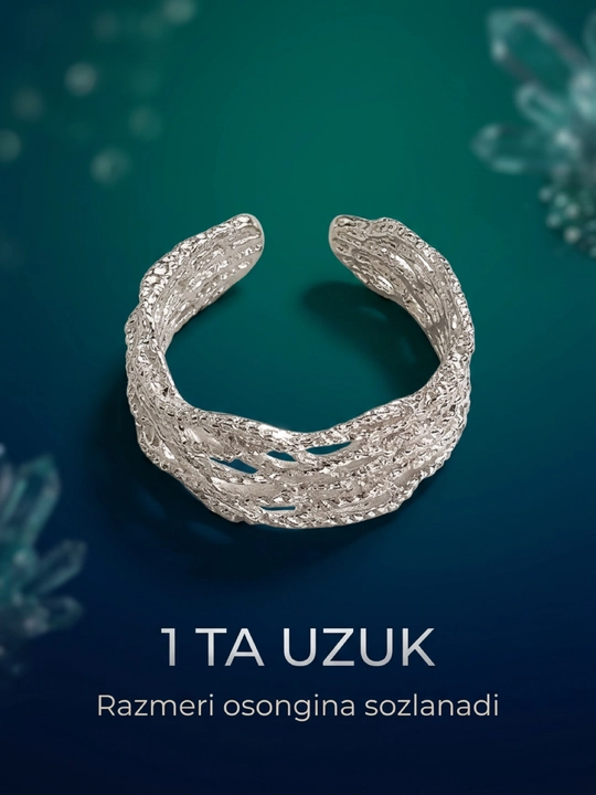 Ayollar tiara uzugi, kumush tiara, toj, 1 dona, o‘lchami sozlanadigan