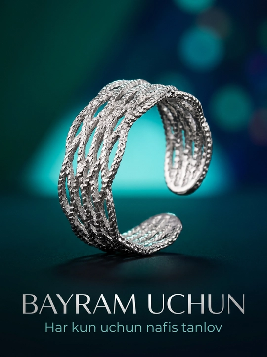 Ayollar tiara uzugi, kumush tiara, toj, 1 dona, o‘lchami sozlanadigan