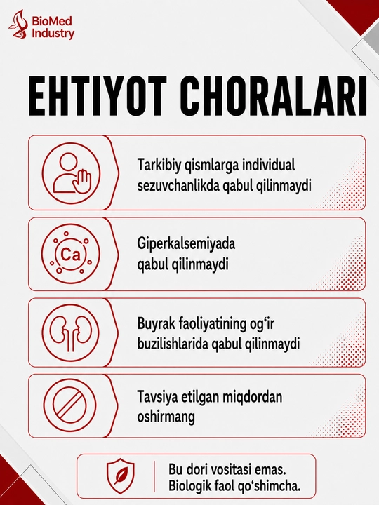 KALSIY D3 FORTE — suyaklar va tishlar uchun kalsiy hamda D3 vitamini, 30 tabletka