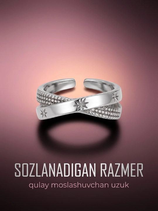 Ayollar tiara uzugi, kumush tiara, toj, 1 dona, o‘lchami sozlanadigan