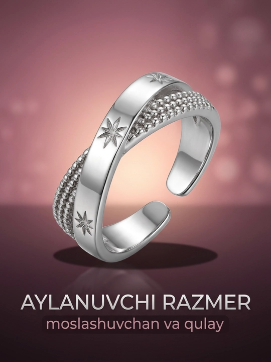 Ayollar tiara uzugi, kumush tiara, toj, 1 dona, o‘lchami sozlanadigan