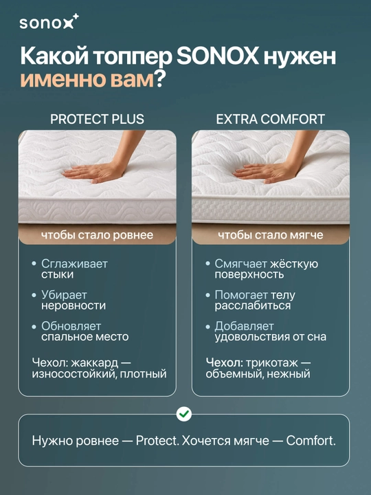 SONOX Extra Protect Plus 8 sm matras-topper / anatomik ko‘pik / jakkard g‘ilofi