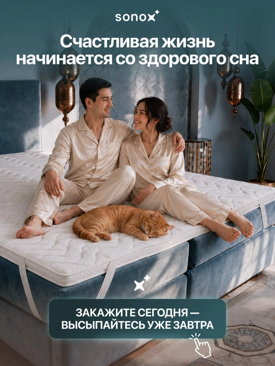 SONOX Extra Protect Plus 8 sm matras-topper / anatomik ko‘pik / jakkard g‘ilofi