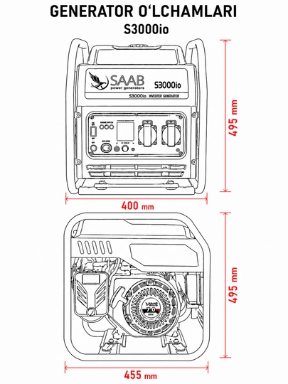 SAAB S3000io benzinli invertor generatori