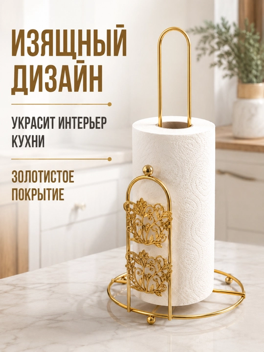 Настольный металлический держатель для бумажных полотенец — стильная подставка для кухни - 