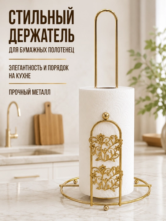 Держатель для бумажных полотенец, настольная металлическая подставка для кухни и дома - 