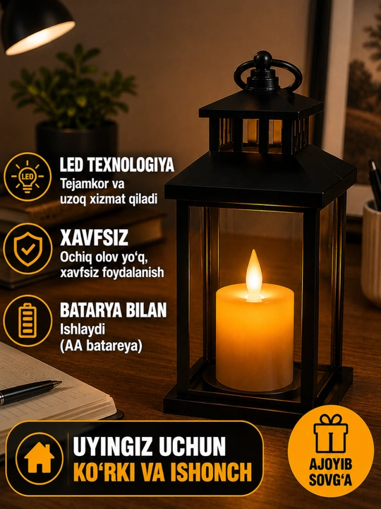 Dekorativ fonus-shamdoni LED chiroqli, interyer uchun  yoritgich