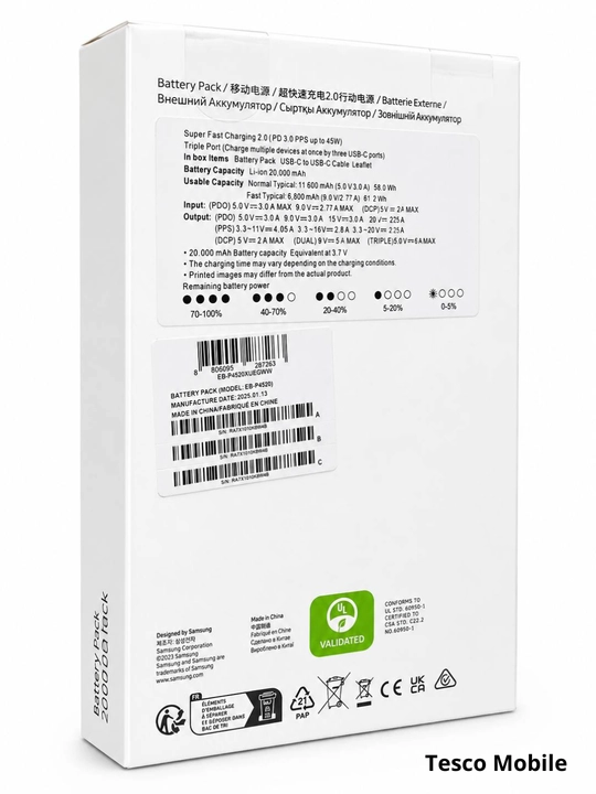 SAMSUNG EB-P4520 Power Bank — 20000 мАч, 45W Super Fast Charging