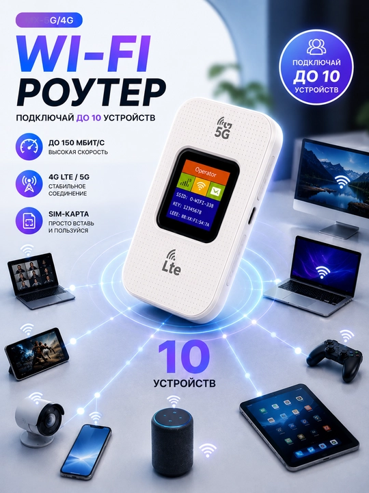 Wi-Fi router, simsiz router, uy routeri 4G 5G LTE, sim-kartali router