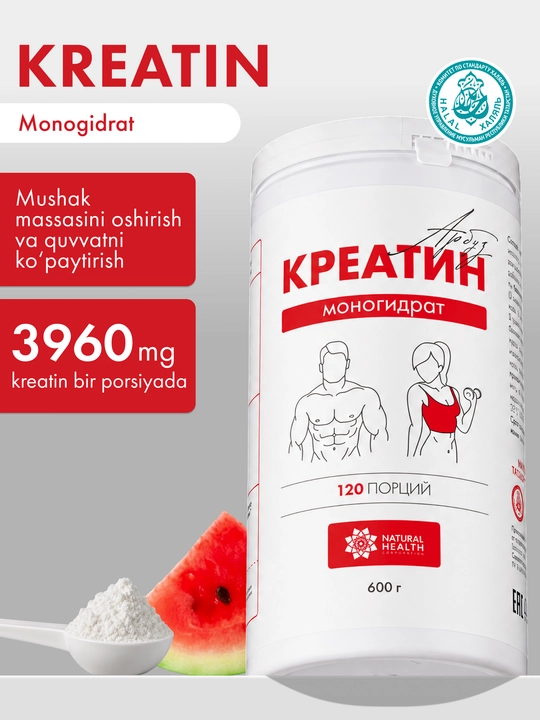 Kreatin monogidrat kukuni mushaklarni o‘stirish va massa oshirish uchun