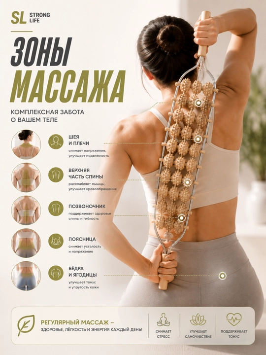 Ручной роликовый массажёр для тела с массажными шариками