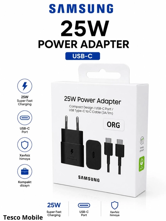 Зарядное устройство Samsung 25W ORG с кабелем Type-C, USB-C - 