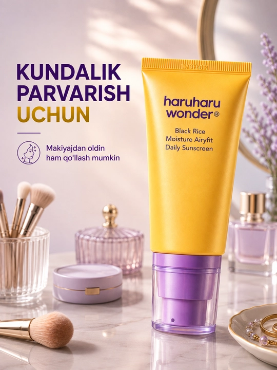 Yuz uchun krem Haruharu Wonder Black Rice SPF50+ PA++++, quyoshdan himoya, 50 ml