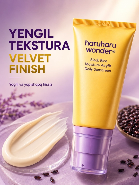Yuz uchun krem Haruharu Wonder Black Rice SPF50+ PA++++, quyoshdan himoya, 50 ml