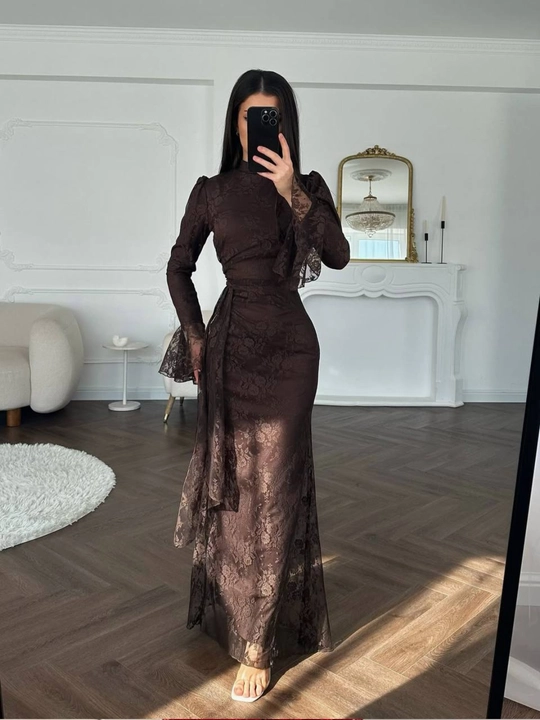 Uzun ayollar ko‘ylagi, nafis gipyur,libos, to‘y va bayram uchun, klassik kechki ko‘ylak