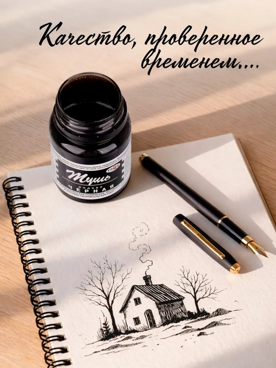 GAMMA kalligrafik Тush, ko‘k, qora va qizil ranglar, 70 ml yozuv va chizish uchun siyoh