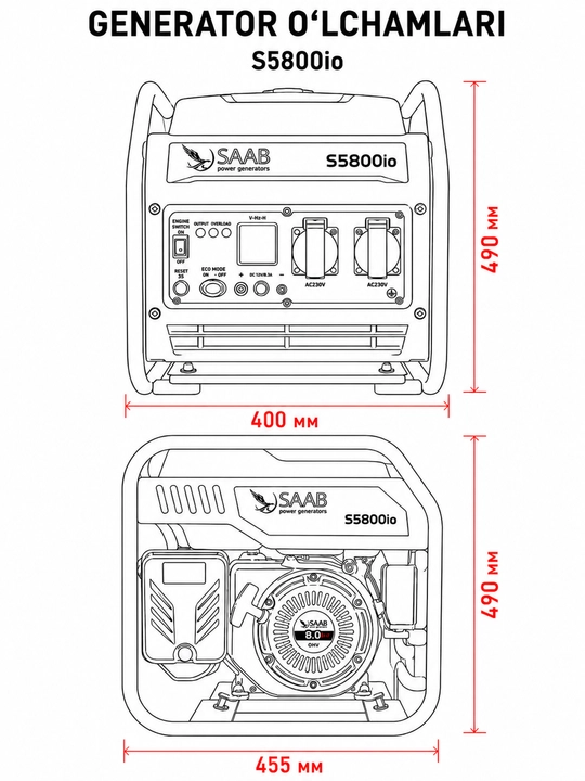 SAAB S5800io benzinli invertor generatori