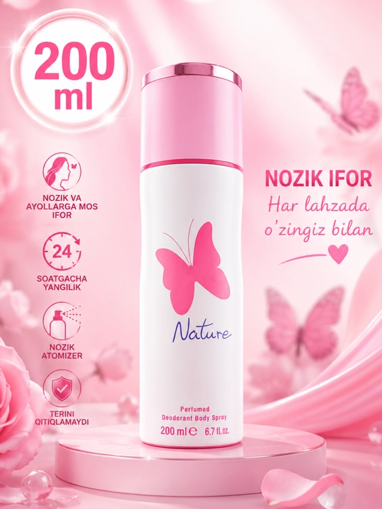 Dezodarant ayollar uchun, parfyumlangan sprey, 200 - 250 ml - 