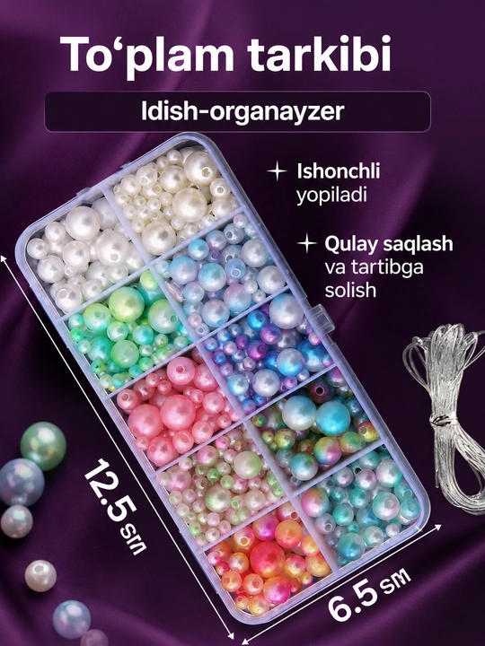 Qo‘l mehnati uchun munchoqlar, to‘qish uchun marvaridlar