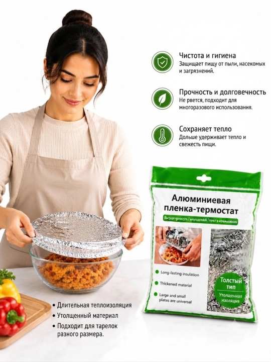 Алюминиевая термопленка для пищевых продуктов, для упаковки горячих блюд