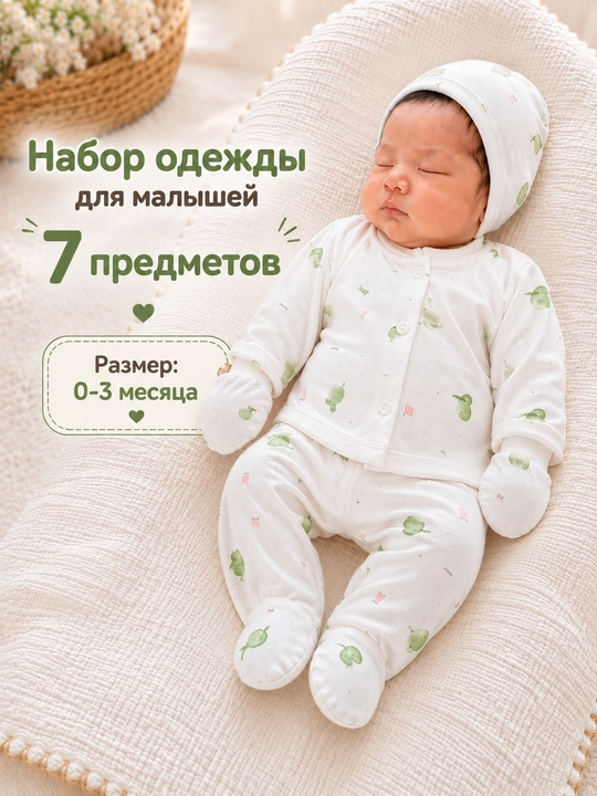 Комплект для новорождённой, одежда, распашонка, ползунки, царапки, детская одежда - 