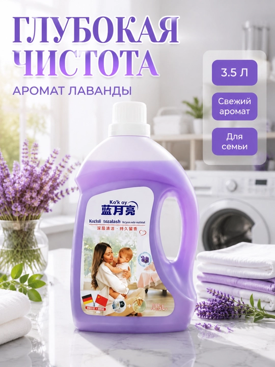 Гель для стирки большой объём, глубокая очистка, долгий аромат, защита цвета