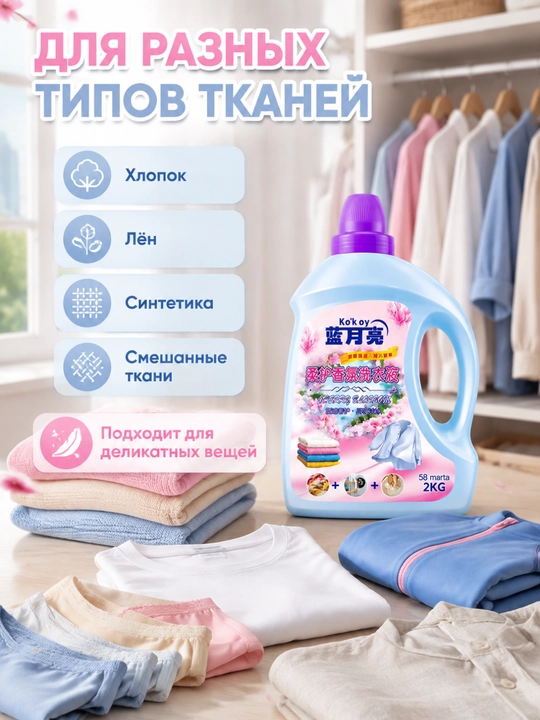 Гель для стирки большой объём, глубокая очистка, долгий аромат, защита цвета
