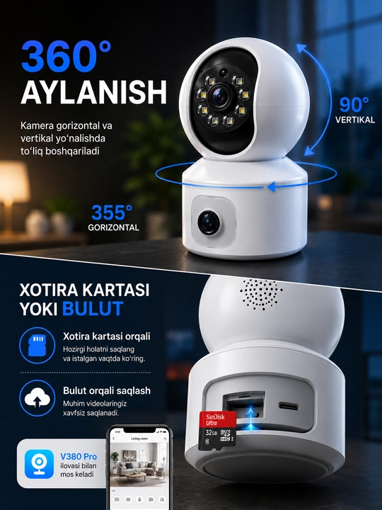 Smart Wi-Fi/4G kameralar, SIM karta yoki Wi-Fi kameralar, tungi rejim