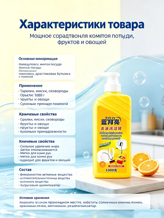 Моющее для посуды нажимное, быстро удаляет жир для посуды и овощей