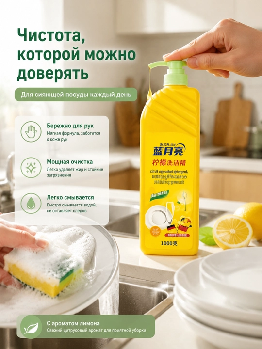 Моющее для посуды нажимное, быстро удаляет жир для посуды и овощей