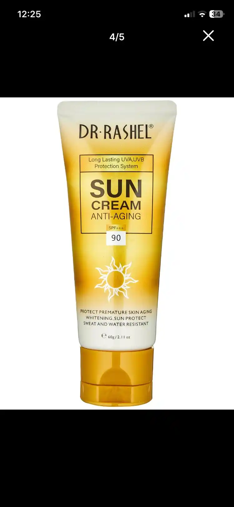 Namlantiruvchi, oqartiruvchi, qarilikga qarshi va aloe quyosh SPF kremi Dr.Rashel, 60 gr