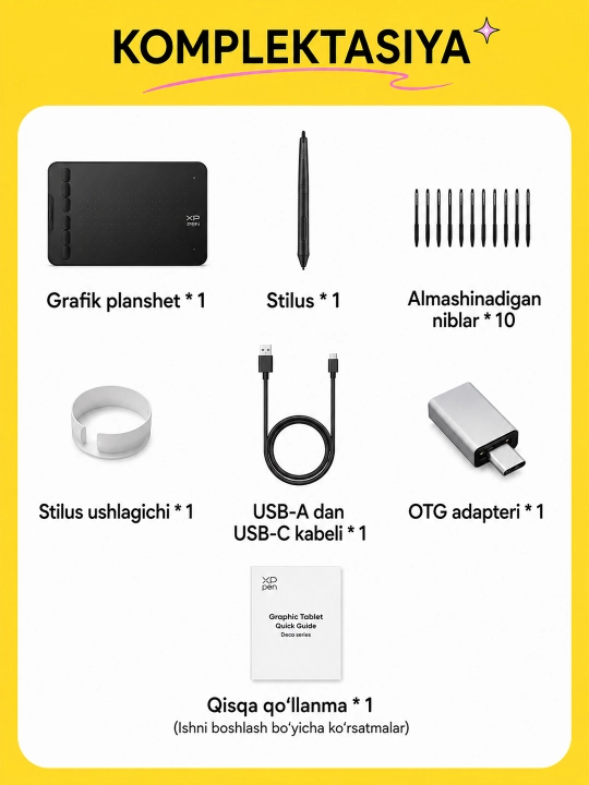 XP-Pen Deco SE grafik plansheti, Bluetooth 5.0 va P05D pero bilan