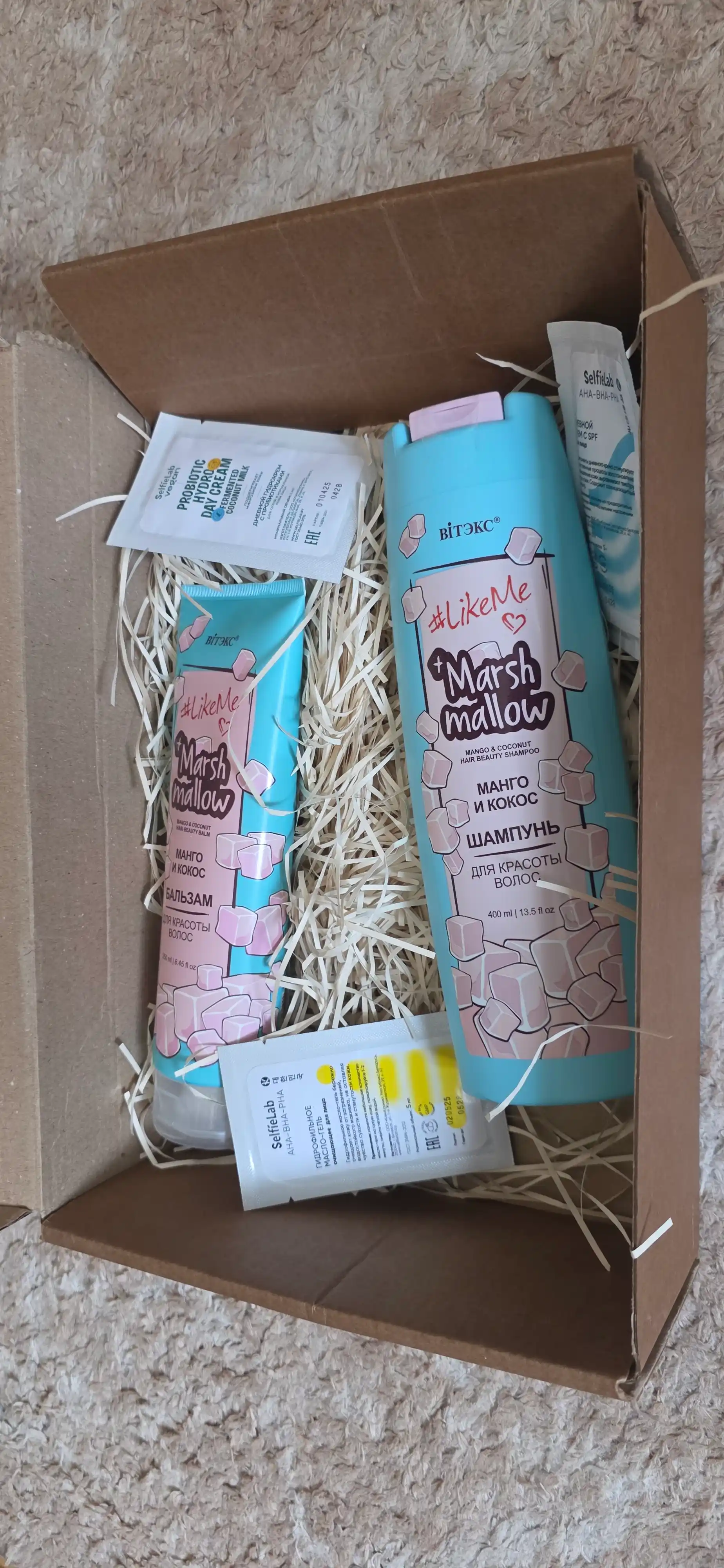 LikeMe Marshmallow soch sovg‘a to‘plami, shampun, balzam, 650 ml, Viteks