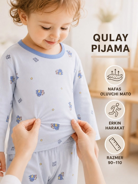 Bolalar uchun pijama komplekti mayka va shim 90-120, yumshoq va qulay uyqu kiyimi - 