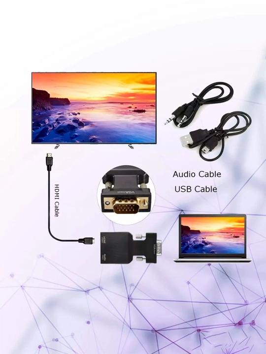 Адаптер с USB Type-C к HDMI, VGA 4K при 60Гц, для ноутбуков, проекторов, планшетов