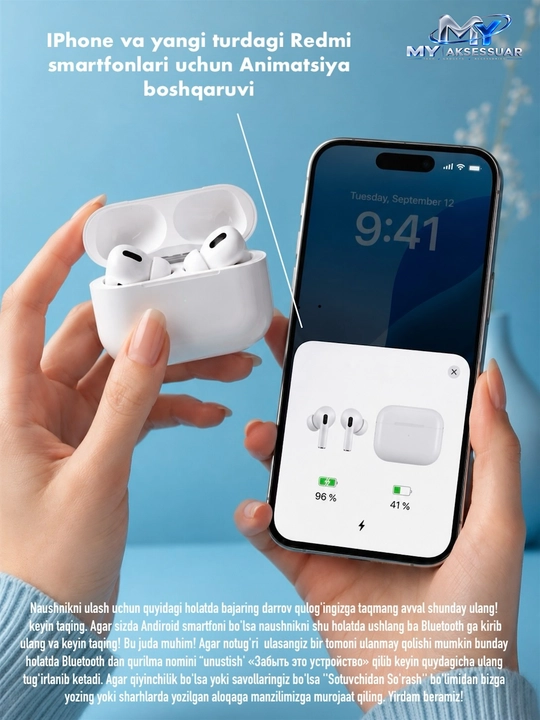 Simsiz quloqchinlar Pro 2 bluetooth naushnik iPhone va Android uchun