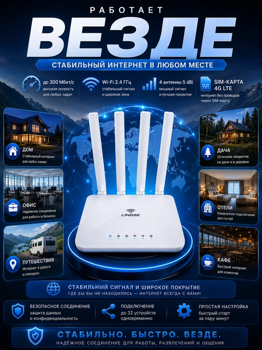 Simsiz Wi-Fi 4G 5G LTE sim-kartali router