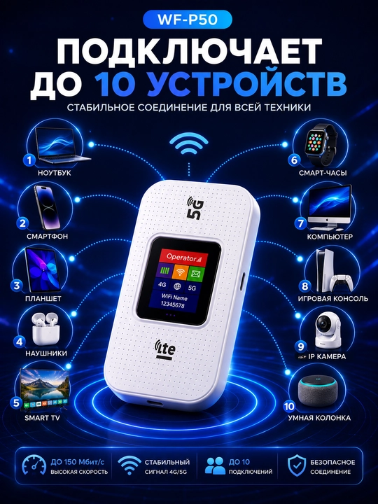 WIfi беспроводной 4G 5G LTE роутер с симкартой - 