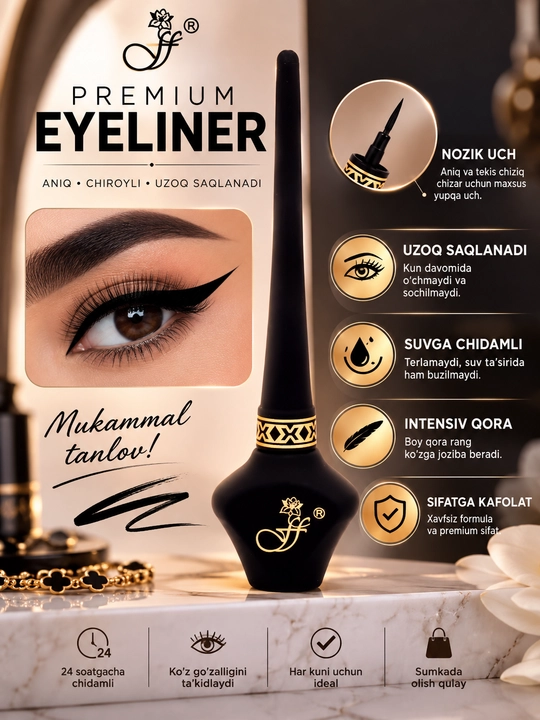 Ko‘zlar uchun suvga chidamli Dip Eyeliner, qora - 