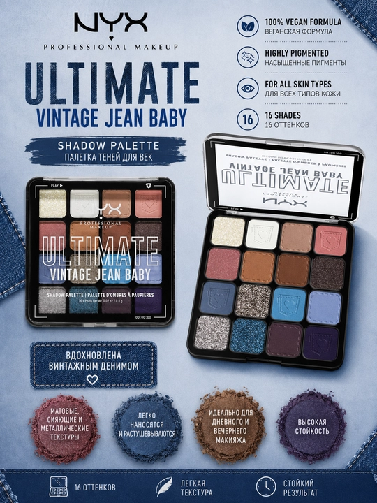 Палетка теней для век NYX Professional Makeup Ultimate Shadow Palette Vintage Jean Baby