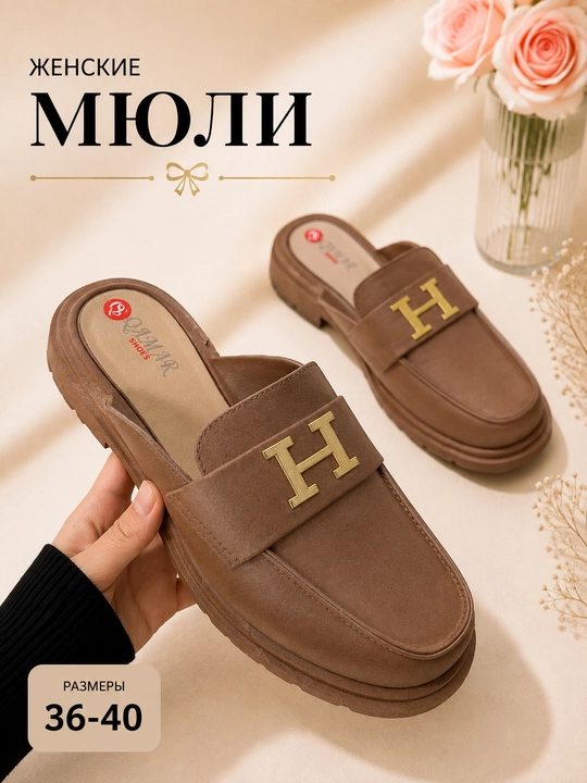 Женские мюли в стиле лоферов, модные туфли, размеры 36-40