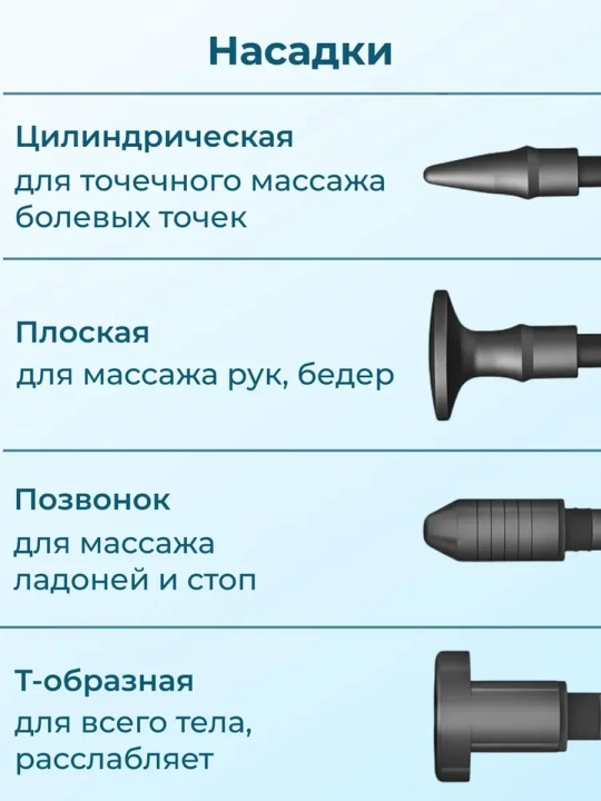 Перкуссионный массажёр для тела, 9 режимов, 9 насадок, беспроводной, до 3200 об/мин
