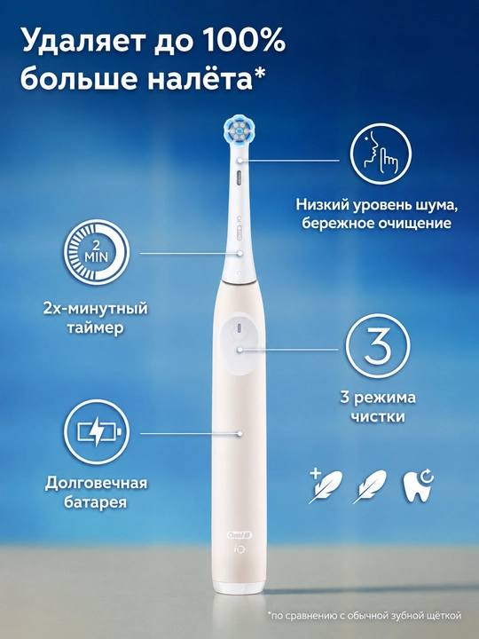 ORAL-B iO S2.1C9.0 magnitli elektr tish cho‘tkasi, 3 ta tozalash rejimi