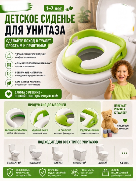 Детское сиденье для унитаза, удобное и безопасное