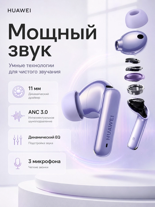 Беспроводные наушники HUAWEI FreeBuds 6i, ANC 3.0, Bluetooth 5.3, до 35 часов, IP54
