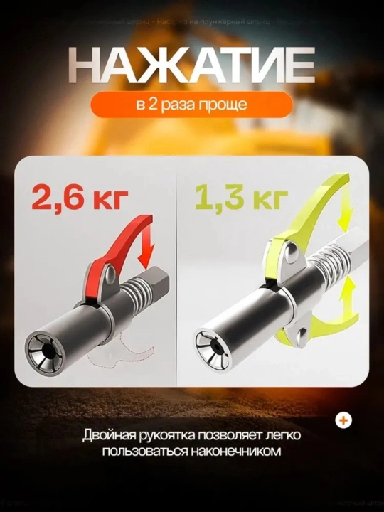 Профессиональная быстросъёмная насадка для плунжерного шприца для смазки